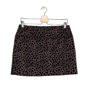 NWT BODY Brown & Black Flocked Animal Print Mini Skirt Y2K